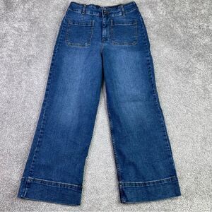 Bagatelle Jeans Women's 29X24 Blue Cropped Wide Leg High Rise Dark Denim Stretch